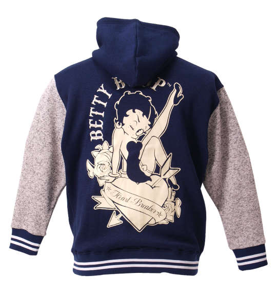 BETTY BOOP ニットフリーススタジャンパーカー ネイビー
