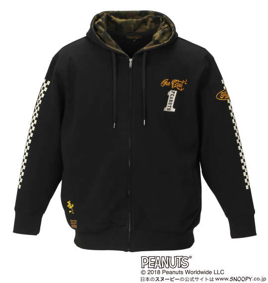 FLAGSTAFF×PEANUTS スヌーピーコラボフルジップパーカー ブラック