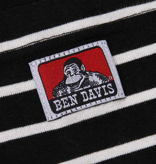 BEN DAVIS ボーダーポケット半袖Tシャツ ブラック