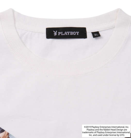PLAYBOY カラー分解プリント&刺繍半袖Tシャツ オフホワイト