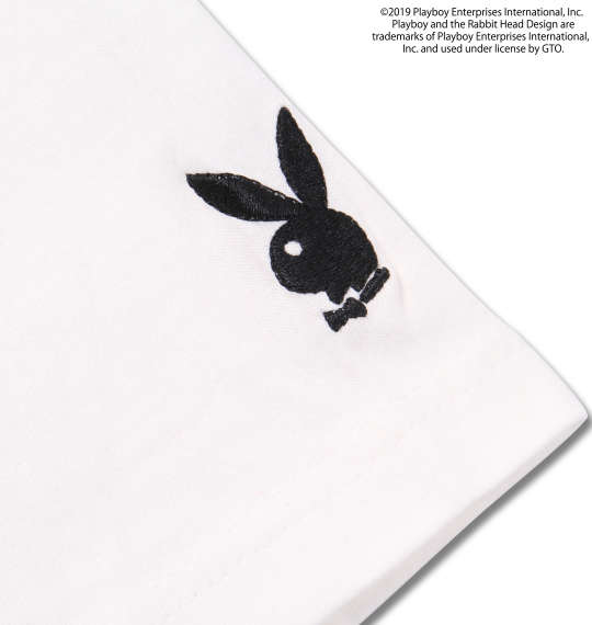PLAYBOY カラー分解プリント&刺繍半袖Tシャツ オフホワイト