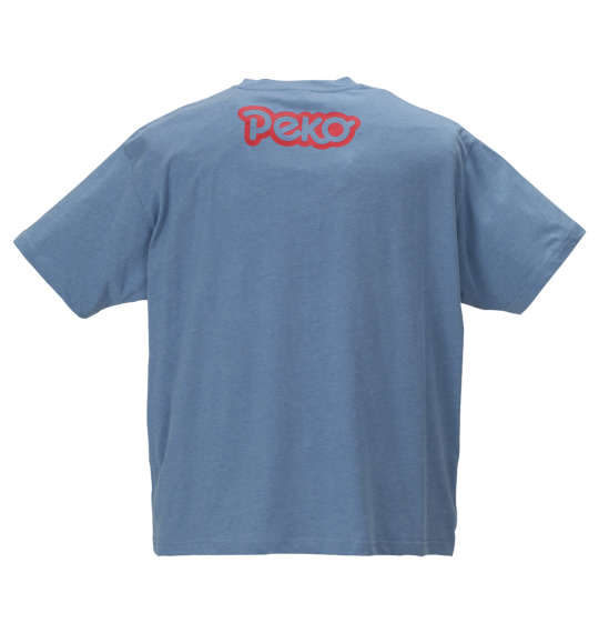 PeKo&PoKo ビッグフェイスプリント半袖Tシャツ ブルー杢
