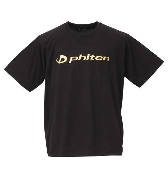 Phiten RAKUシャツSPORTSドライメッシュ半袖Tシャツ ブラック×ゴールド