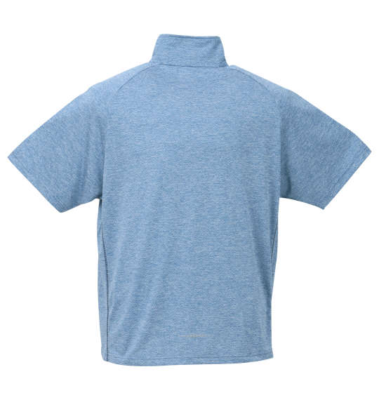 Phiten DRYメッシュ杢ハーフジップ半袖シャツ ブルー