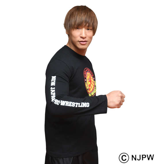 新日本プロレス ライオンマーク長袖Tシャツ(カラーロゴ) ブラック
