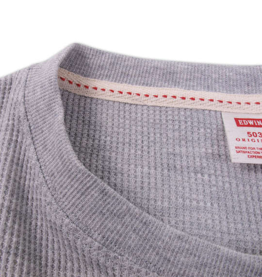 EDWIN ワッフルフェルト刺繍長袖Tシャツ グレー