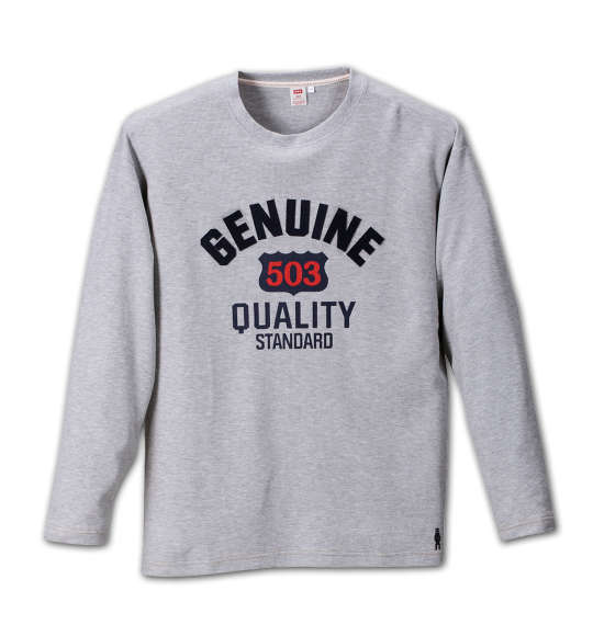 EDWIN ワッフルフェルト刺繍長袖Tシャツ グレー