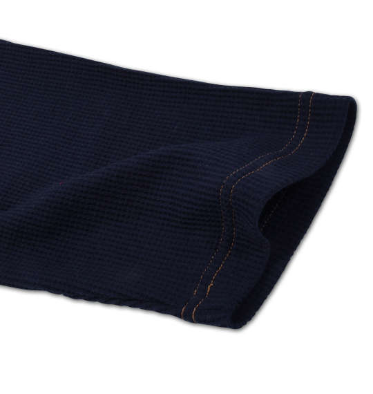 EDWIN ワッフルフェルト刺繍長袖Tシャツ ネイビー