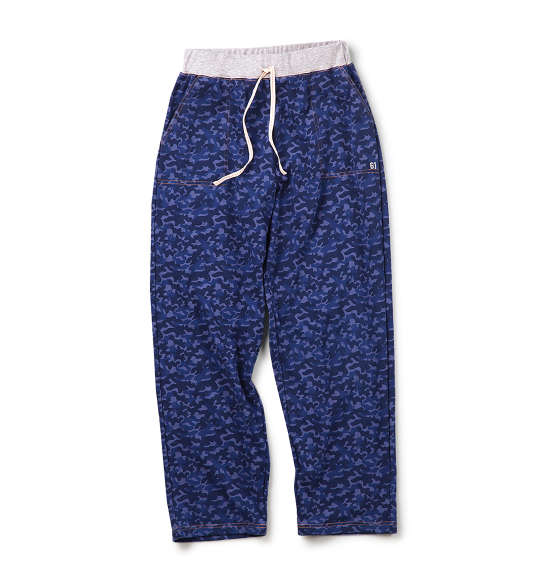 EDWIN ミニ裏毛カモフラ柄プリントパンツ ネイビー系