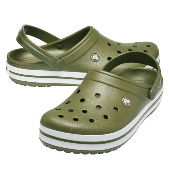 crocs サンダル(クロックバンドクロッグ) アーミーグリーン×ホワイト