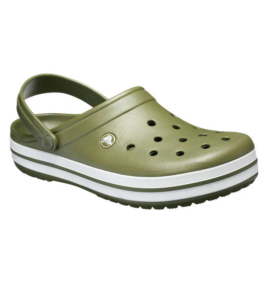 crocs サンダル(クロックバンドクロッグ) アーミーグリーン×ホワイト