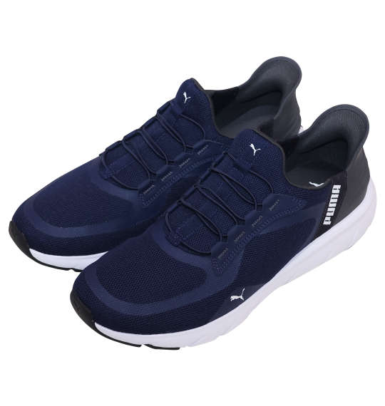 PUMA スニーカー(SOFTRIDEフレックスレースイーズオンワイド) クラブネイビー