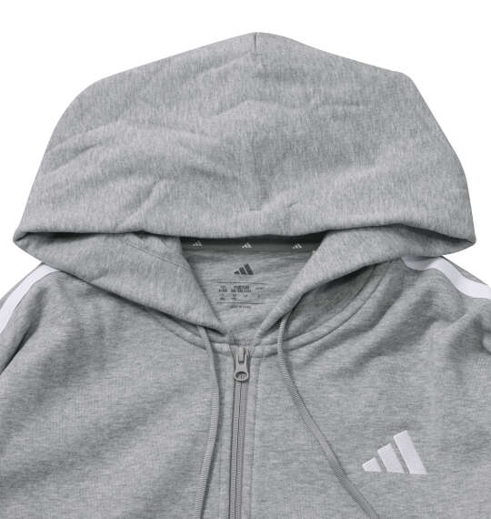 adidas ESS+3Sスウェットフルジップフーディ ミディアムグレーヘザー
