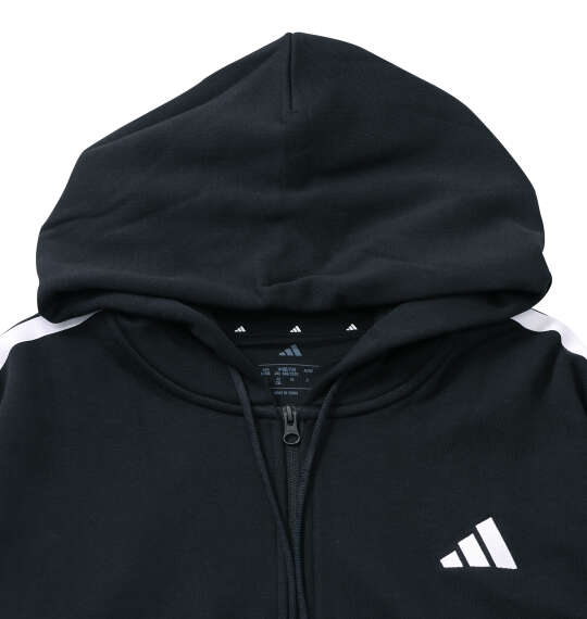 adidas ESS+3Sスウェットフルジップフーディ ブラック