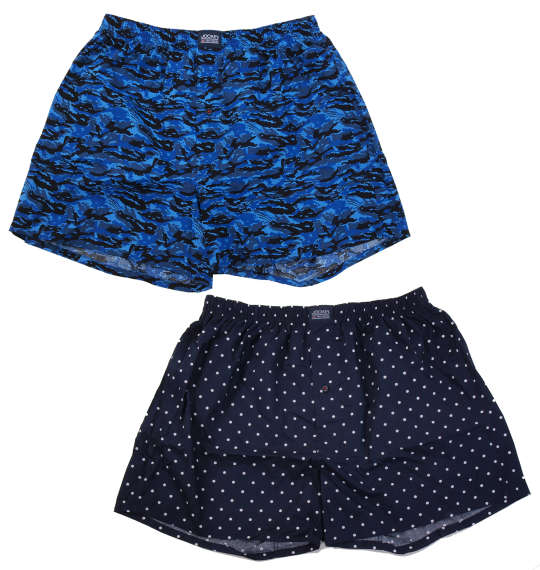 JOCKEY 2Pカモフラ柄×ドット柄トランクス ブルー系×ネイビー系