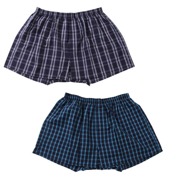 Take More 2P先染め布帛トランクス パープル系チェック×グリーン系チェック