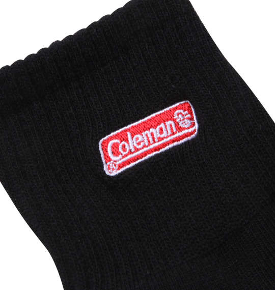 Coleman 3Pロゴ刺繍底パイルクォーターソックス ブラック