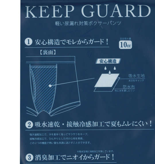 KEEP GUARD ドライ&クール軽失禁対策ボクサーパンツ ブルー