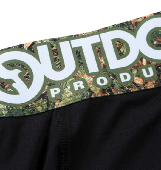 OUTDOOR PRODUCTS ポリエステルベア天転写ゴムブラックロングボクサーパンツ ブラック×リーヴズカモ