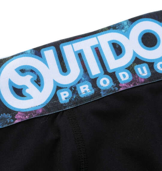 OUTDOOR PRODUCTS ポリエステルベア天転写ゴムブラックロングボクサーパンツ ブラック×フローラル