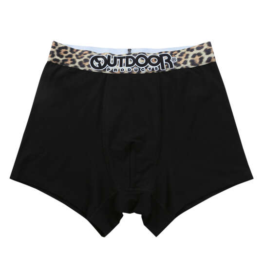 OUTDOOR PRODUCTS 綿ベア天転写ゴムブラックボクサーパンツ ブラック×レオパード