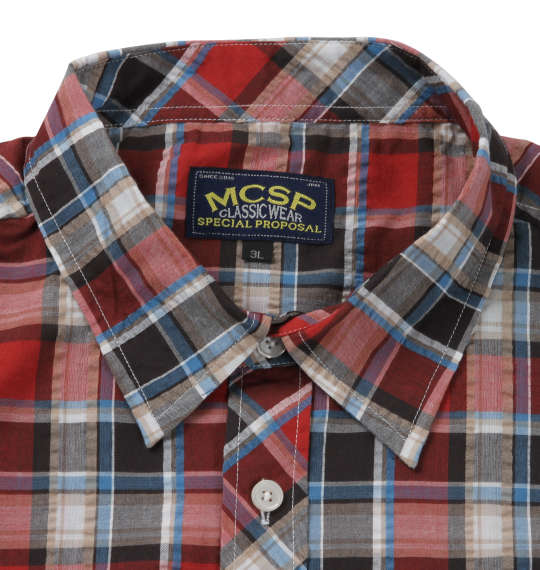 Mc.S.P チェック半袖シャツ ピンク×サックス