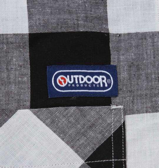OUTDOOR PRODUCTS 綿麻ブロックチェック半袖シャツ ブラック×ホワイト