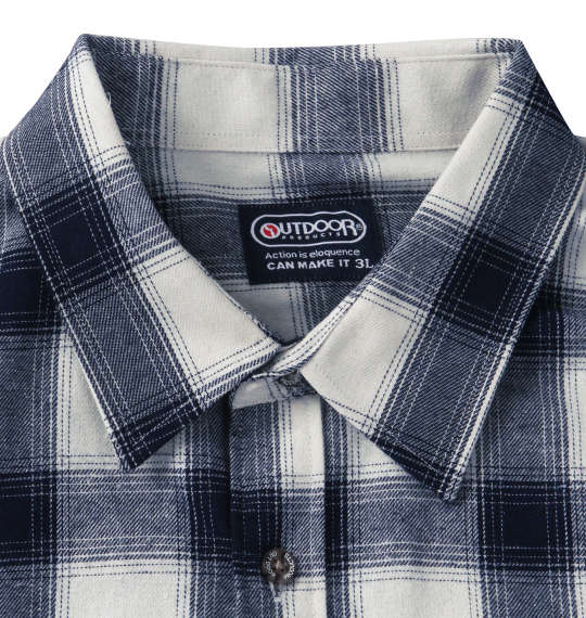 OUTDOOR PRODUCTS ビエラ起毛長袖チェックシャツ オフホワイト系
