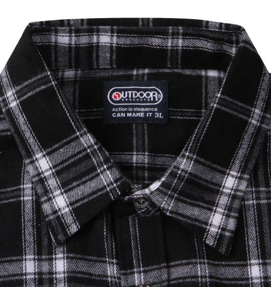 OUTDOOR PRODUCTS ビエラ起毛長袖チェックシャツ ブラック系