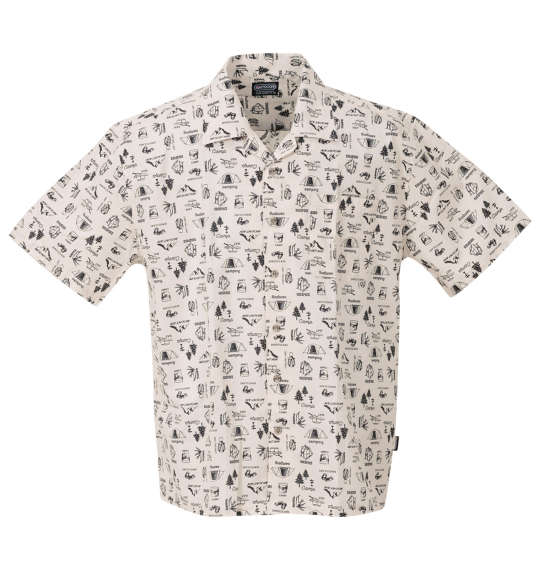 OUTDOOR PRODUCTS ブロードプリント半袖オープンカラーシャツ アイボリー