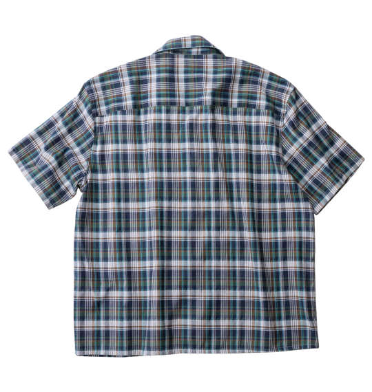 OUTDOOR PRODUCTS チェックオープンカラー半袖シャツ ネイビー系