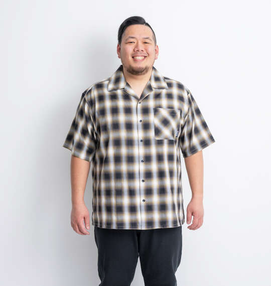 OUTDOOR PRODUCTS ブロードチェックオープンカラー半袖シャツ ブラック系