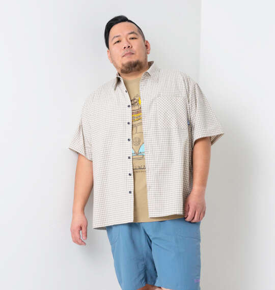 OUTDOOR PRODUCTS ブロードチェックレギュラーカラー半袖シャツ アイボリー系