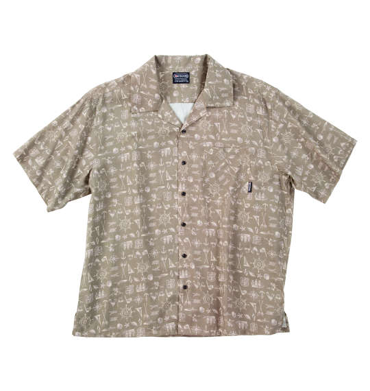 OUTDOOR PRODUCTS ブロードオープンカラー半袖シャツ カーキ系