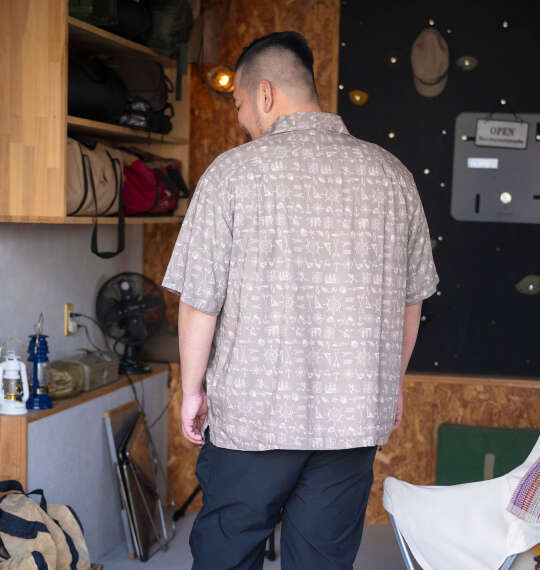 OUTDOOR PRODUCTS ブロードオープンカラー半袖シャツ カーキ系