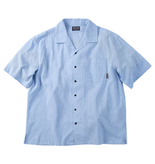 OUTDOOR PRODUCTS 綿麻半袖オープンカラーシャツ サックス