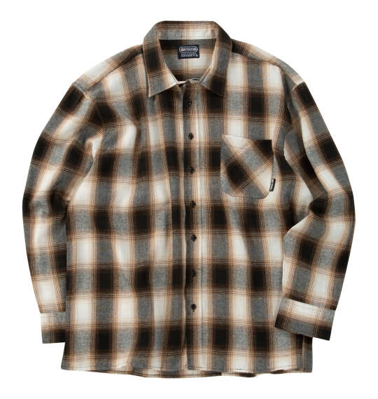 OUTDOOR PRODUCTS ビエラチェック長袖シャツ アイボリー