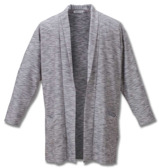 launching pad スラブリップルコーディガン+半袖Tシャツ グレー杢×ホワイト