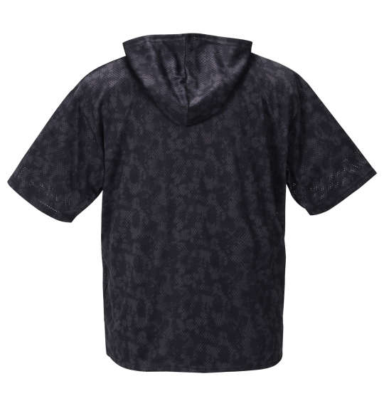 BEAUMERE 総柄メッシュ半袖フルジップパーカー+半袖Tシャツ チャコール×ブラック