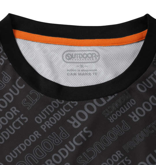 OUTDOOR PRODUCTS DRYメッシュ総柄半袖Tシャツ ブラック