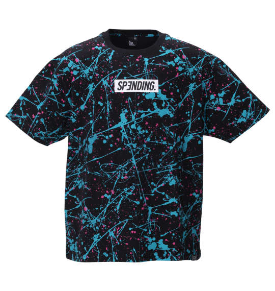 b-one-soul スプラッシュ総柄半袖Tシャツ ブラック