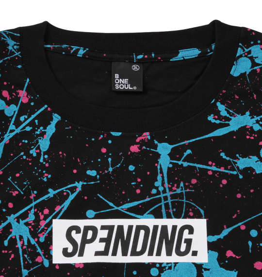 b-one-soul スプラッシュ総柄半袖Tシャツ ブラック