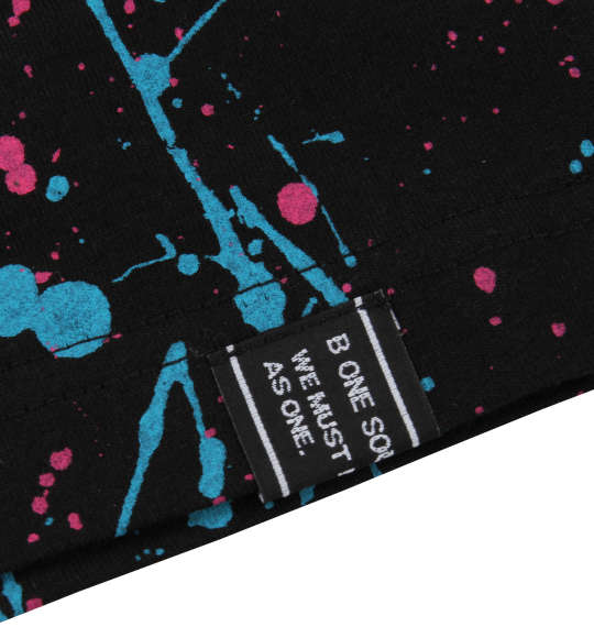 b-one-soul スプラッシュ総柄半袖Tシャツ ブラック