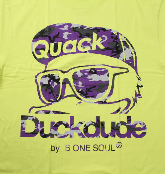b-one-soul DUCK DUDEカラーカモ半袖Tシャツ ライムグリーン