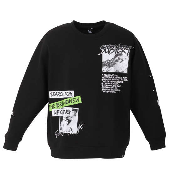 b-one-soul バックドローイングビッグロゴクルーネックスウェット ブラック