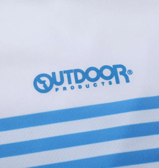 OUTDOOR PRODUCTS DRYメッシュボーダープリント半袖Tシャツ ホワイト
