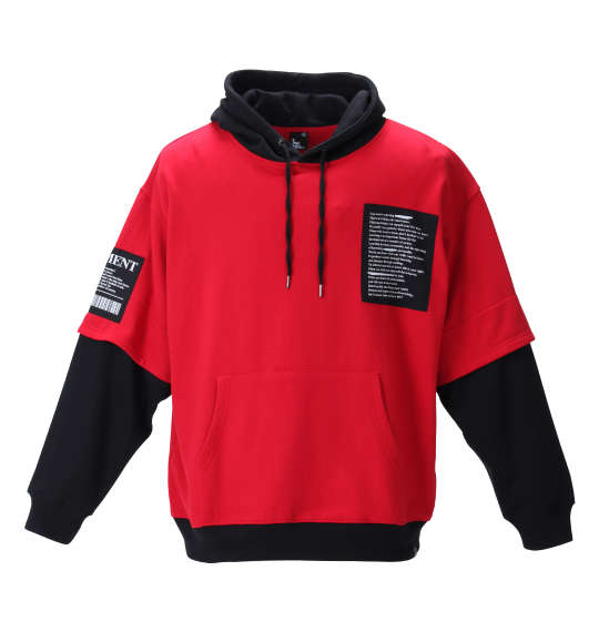 b-one-soul レイヤードプルパーカー レッド