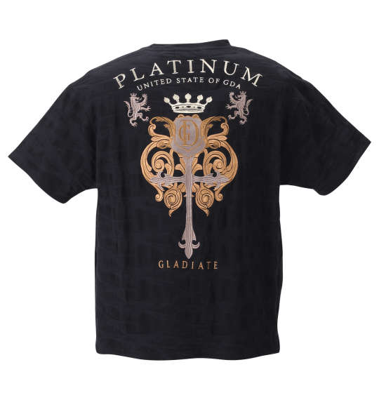 GLADIATE 刺繍カモフラジャガード半袖VネックTシャツ ブラック
