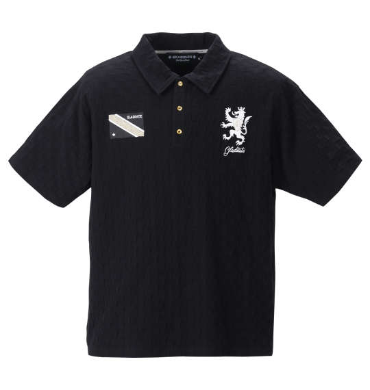 GLADIATE 刺繍ブロックジャガード半袖ポロシャツ ブラック