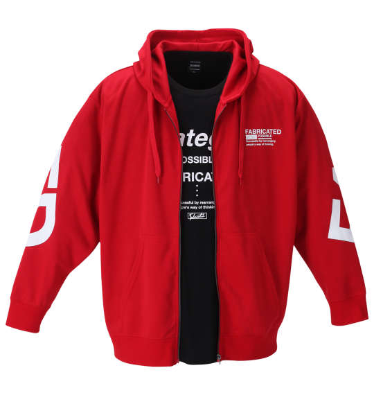 BEAUMERE ダンボールフルジップパーカー+半袖Tシャツ レッド×ブラック